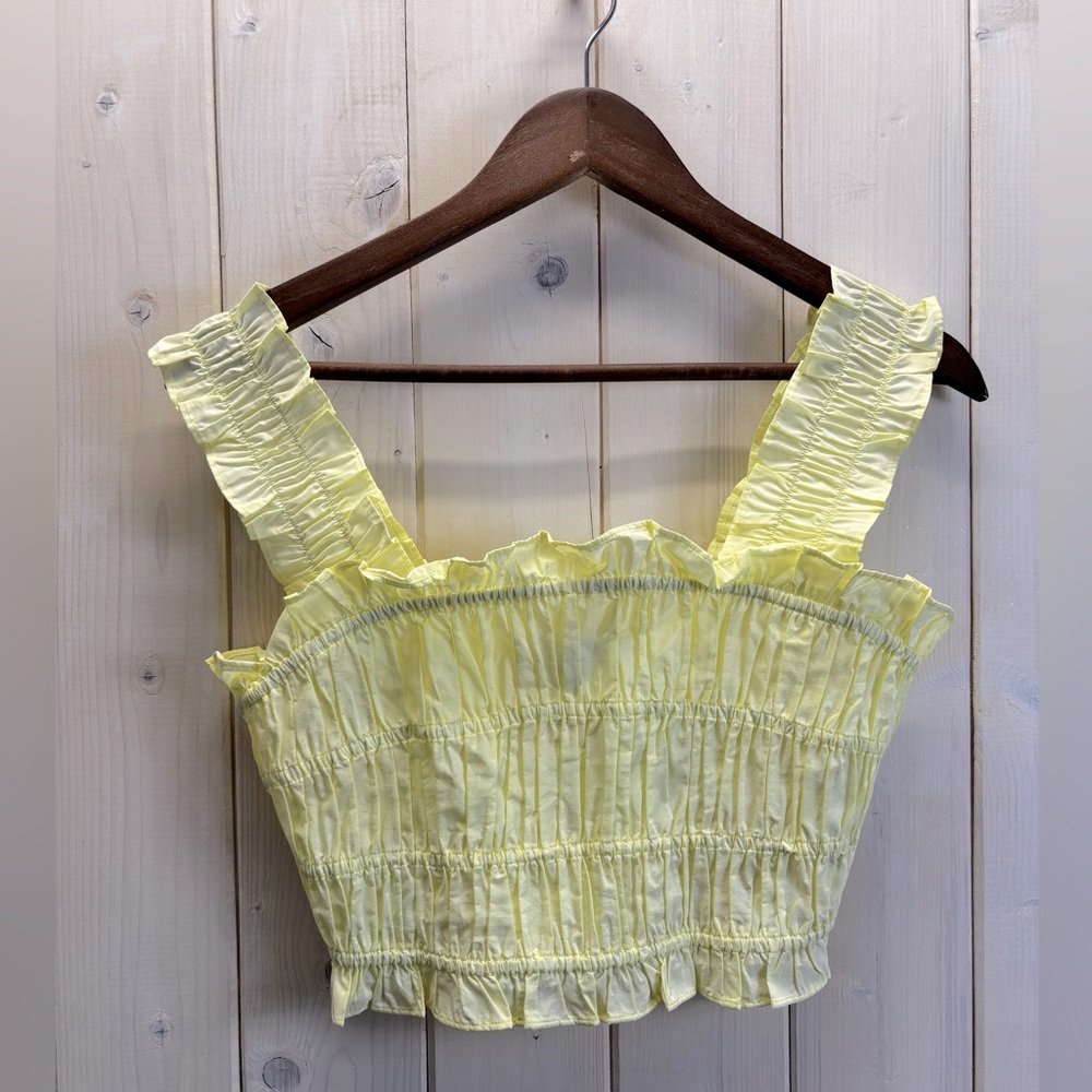Maje Lunnala Crop Top Size S‎ Pastel Yellow Summer Ruffle Prairie